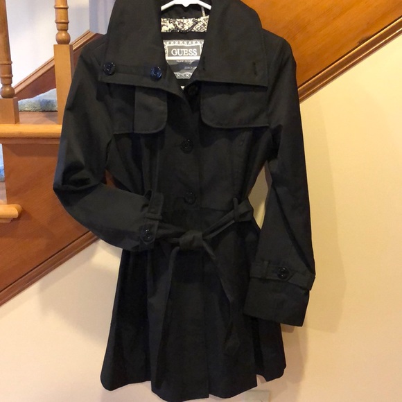 guess black trench coat